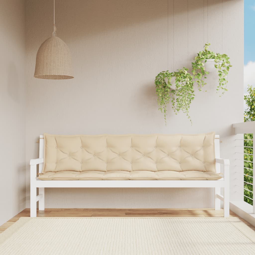 Garden bench cushions 2 pcs. Beige 200x50x7 cm Oxford fabric
