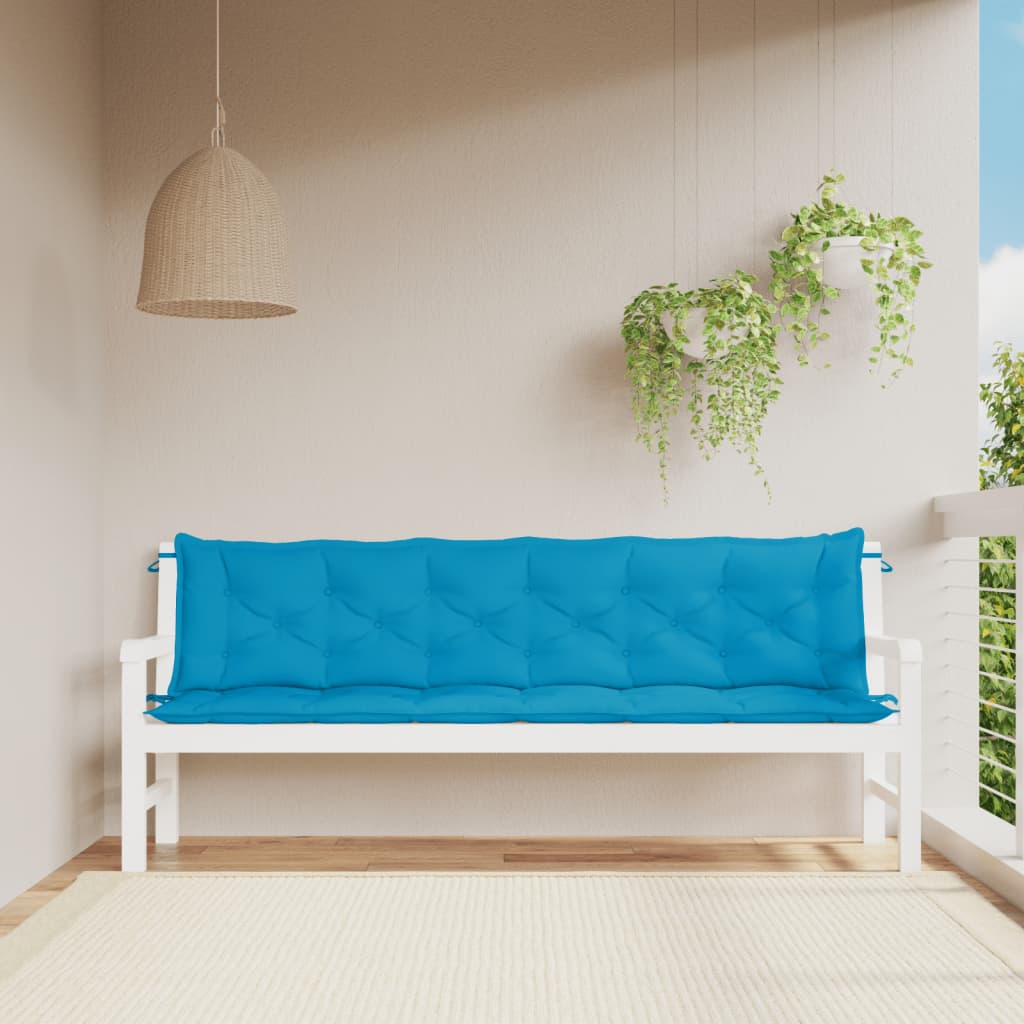 Coussins pour banc de jardin 2 pcs Bleu clair 200x50x7 cm Tissu Oxford