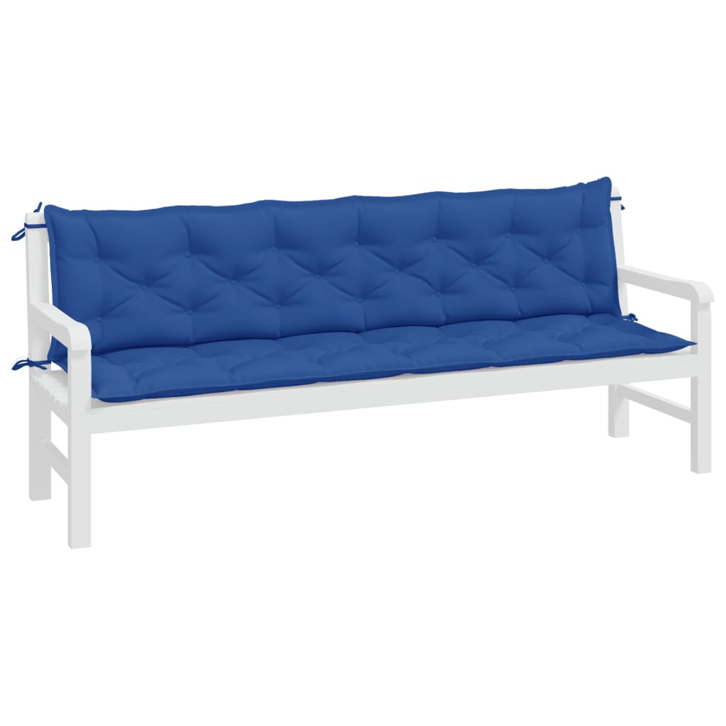 Coussins de banc de jardin 2 pcs Bleu 200x50x7 cm Tissu Oxford