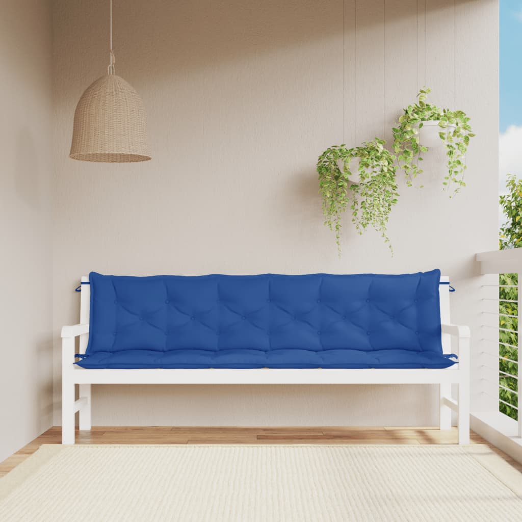 Coussins de banc de jardin 2 pcs Bleu 200x50x7 cm Tissu Oxford