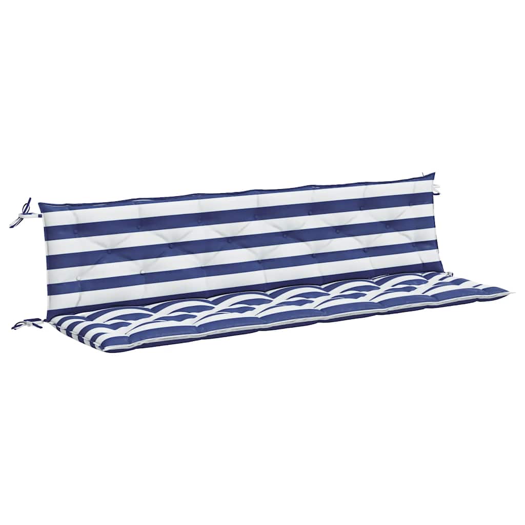 Garden bench cushions, 2 pcs, blue & white striped, 200x50x7cm, fabric