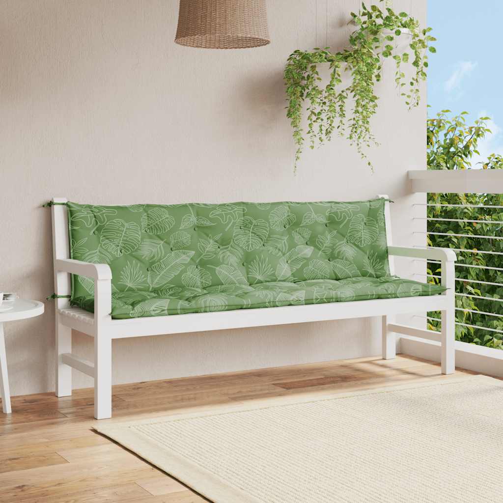 Gartenbank-Auflagen 2 Stk. Blattmuster 200x50x7 cm Stoff