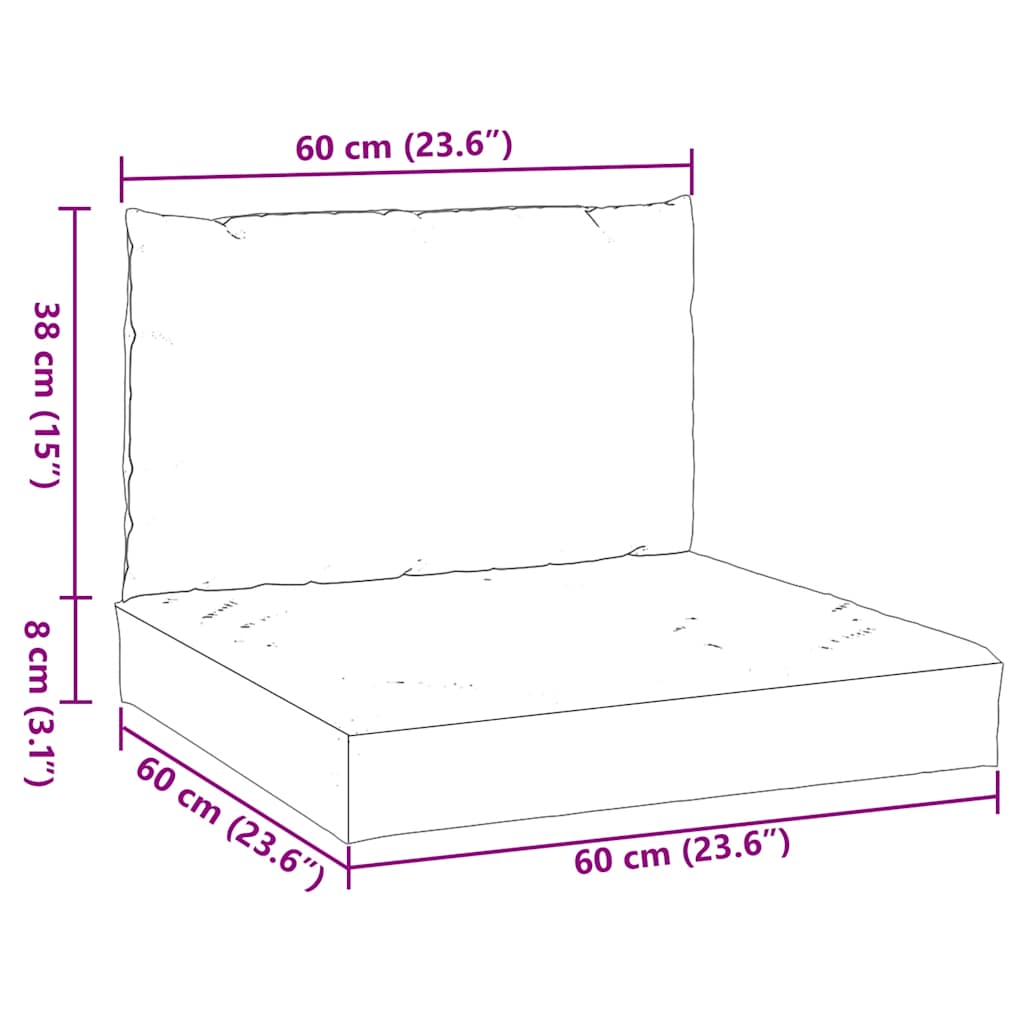Pallet Cushions 2 pcs. Black Plaid Oxford Fabric