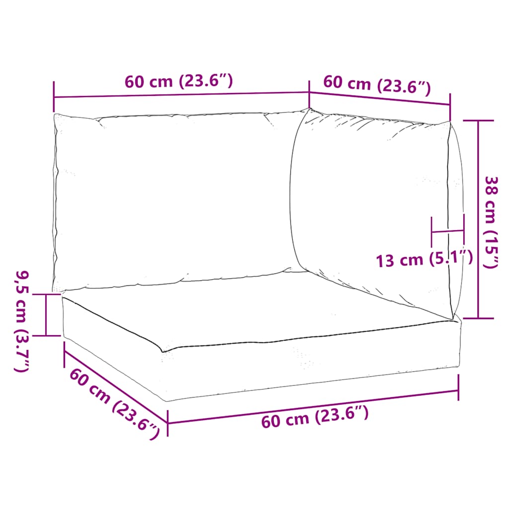 Coussin de palette 3 pièces Tissu Oxford Taupe
