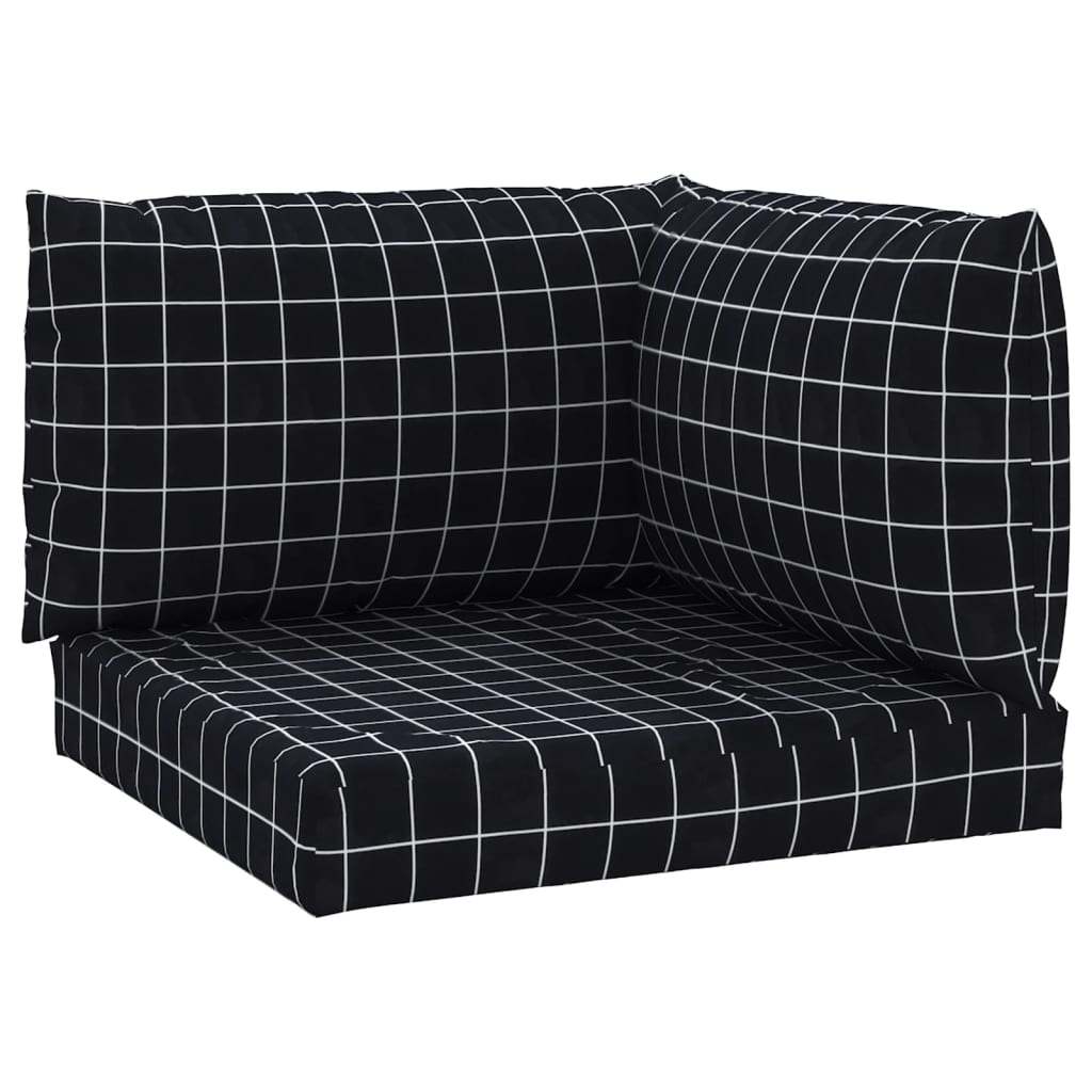 Pallet Cushions 3 pcs. Black Plaid Oxford Fabric
