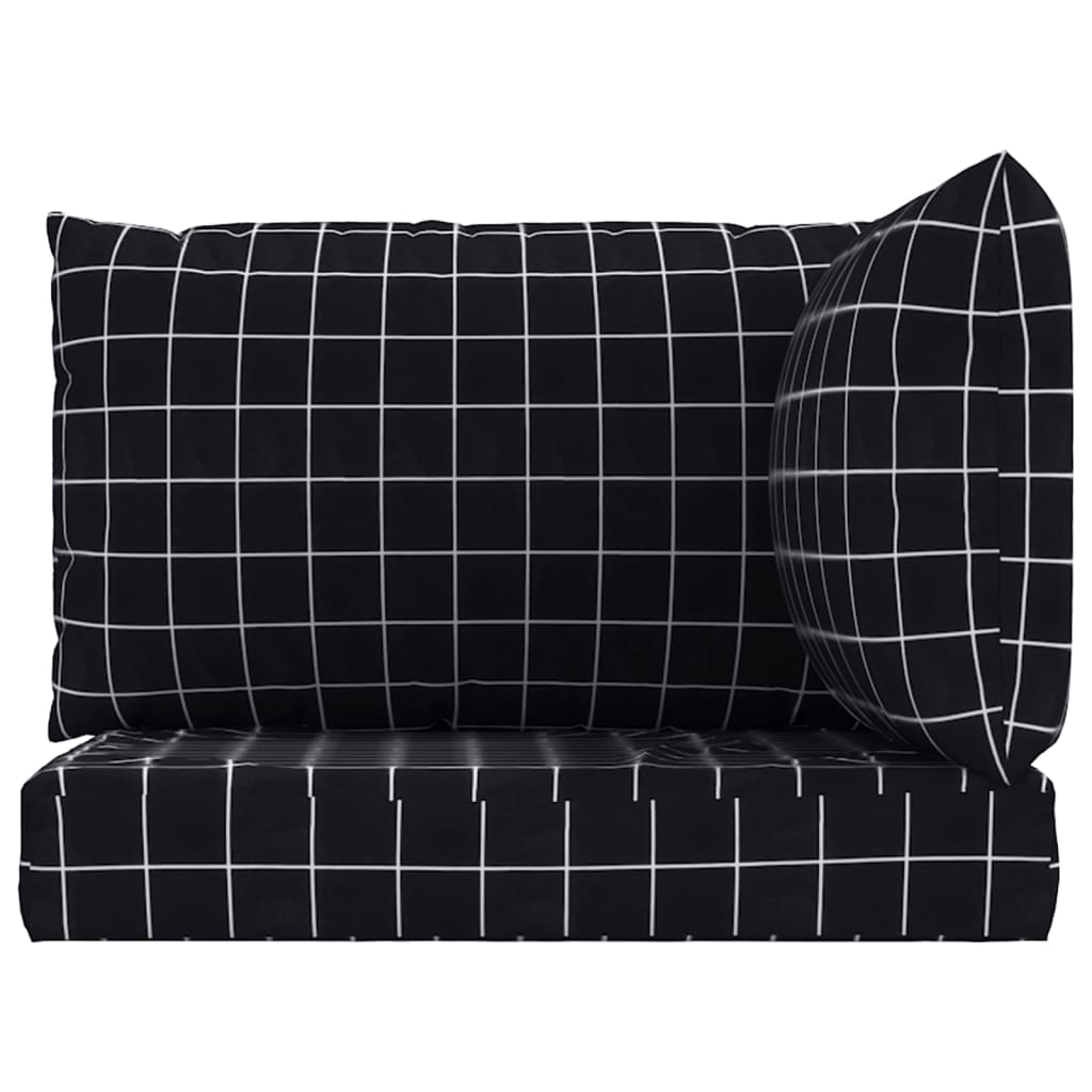 Pallet Cushions 3 pcs. Black Plaid Oxford Fabric