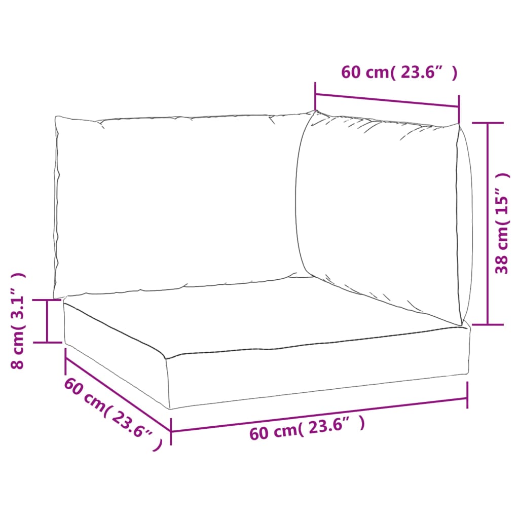 Pallet Cushions 3 pcs. Black Plaid Oxford Fabric