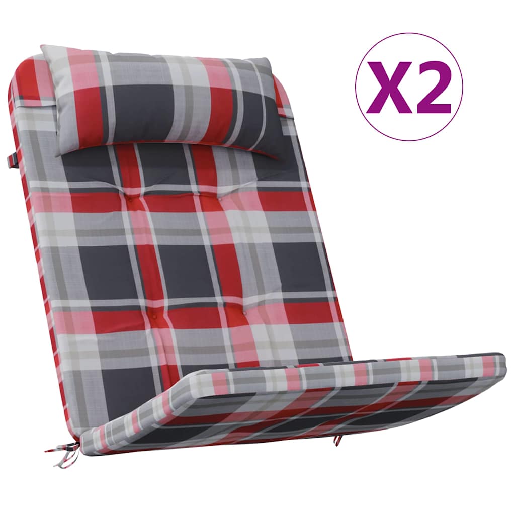 Chair Cushions 2 pcs Red Checked 58 x 77 x 4.5 cm Oxford Fabric