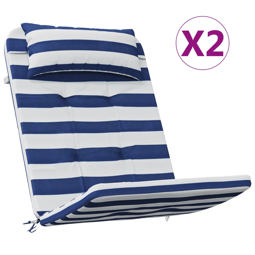 Coussins Adirondack 2 pcs. Rayés bleus et blancs Tissu Oxford