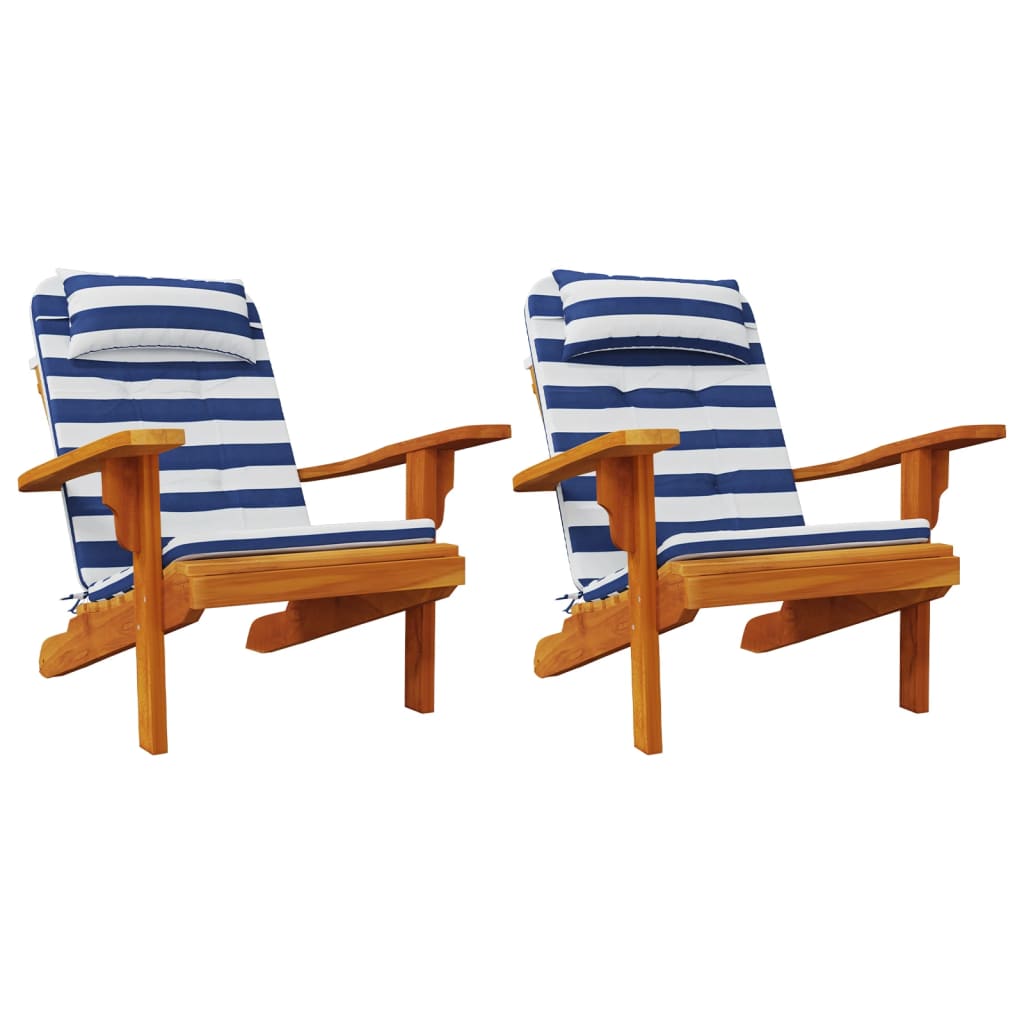 Coussins Adirondack 2 pcs. Rayés bleus et blancs Tissu Oxford