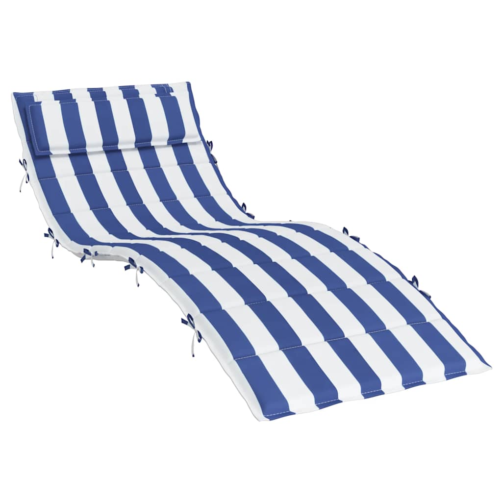 Coussin de transat rayé bleu et blanc 180x60x4 en tissu Oxford