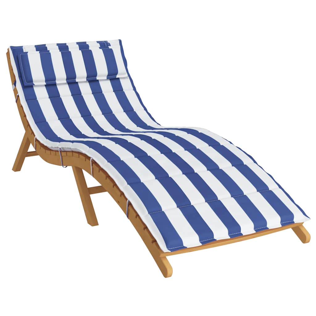 Coussin de transat rayé bleu et blanc 180x60x4 en tissu Oxford