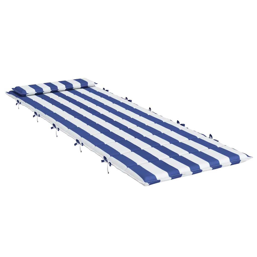 Coussin de transat rayé bleu et blanc 180x60x4 en tissu Oxford