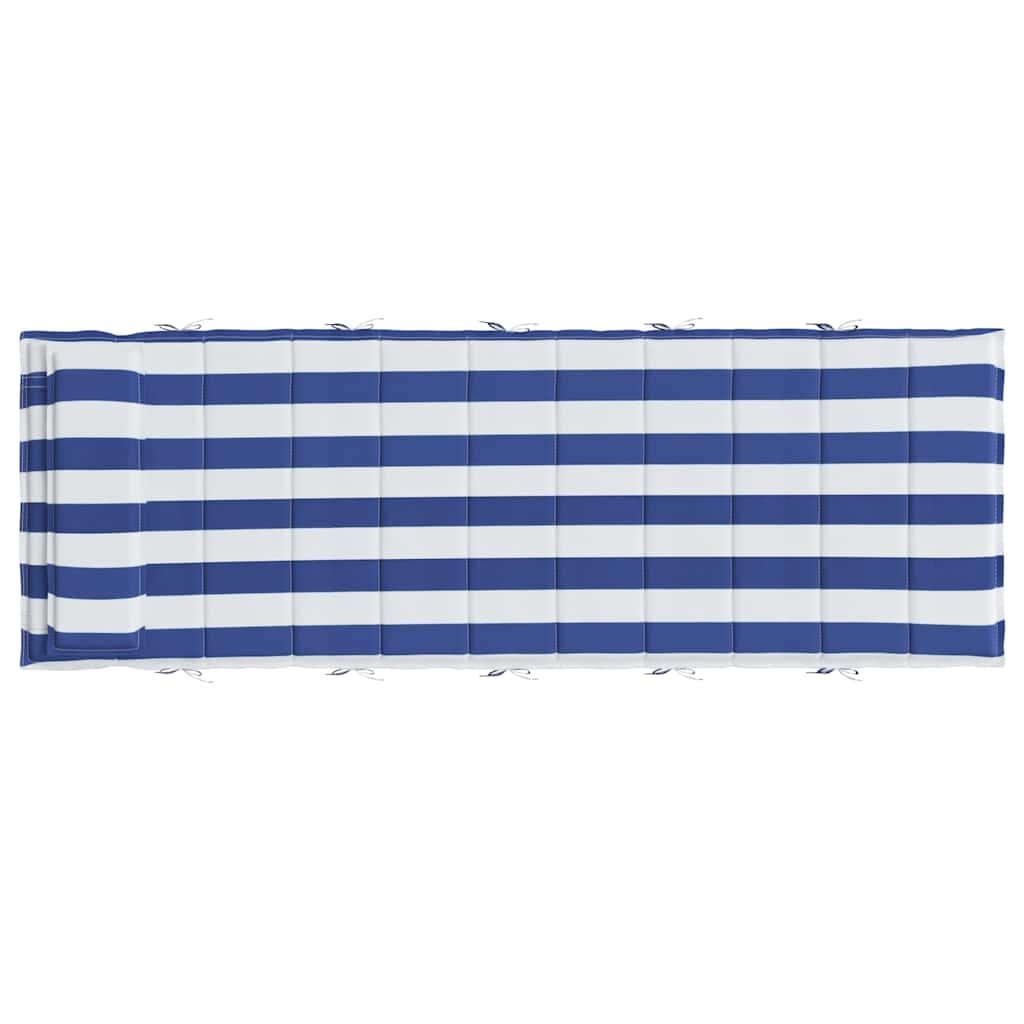 Coussin de transat rayé bleu et blanc 180x60x4 en tissu Oxford