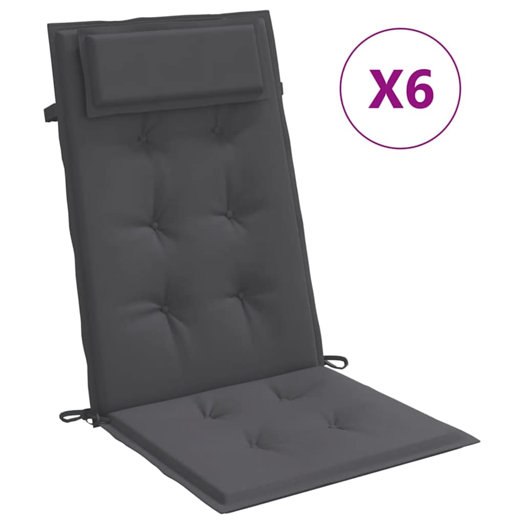 Coussins pour chaises longues 6 pcs. Anthracite Tissu Oxford