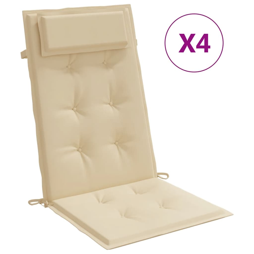 High-backed cushion pads 4 pcs. Beige Oxford fabric