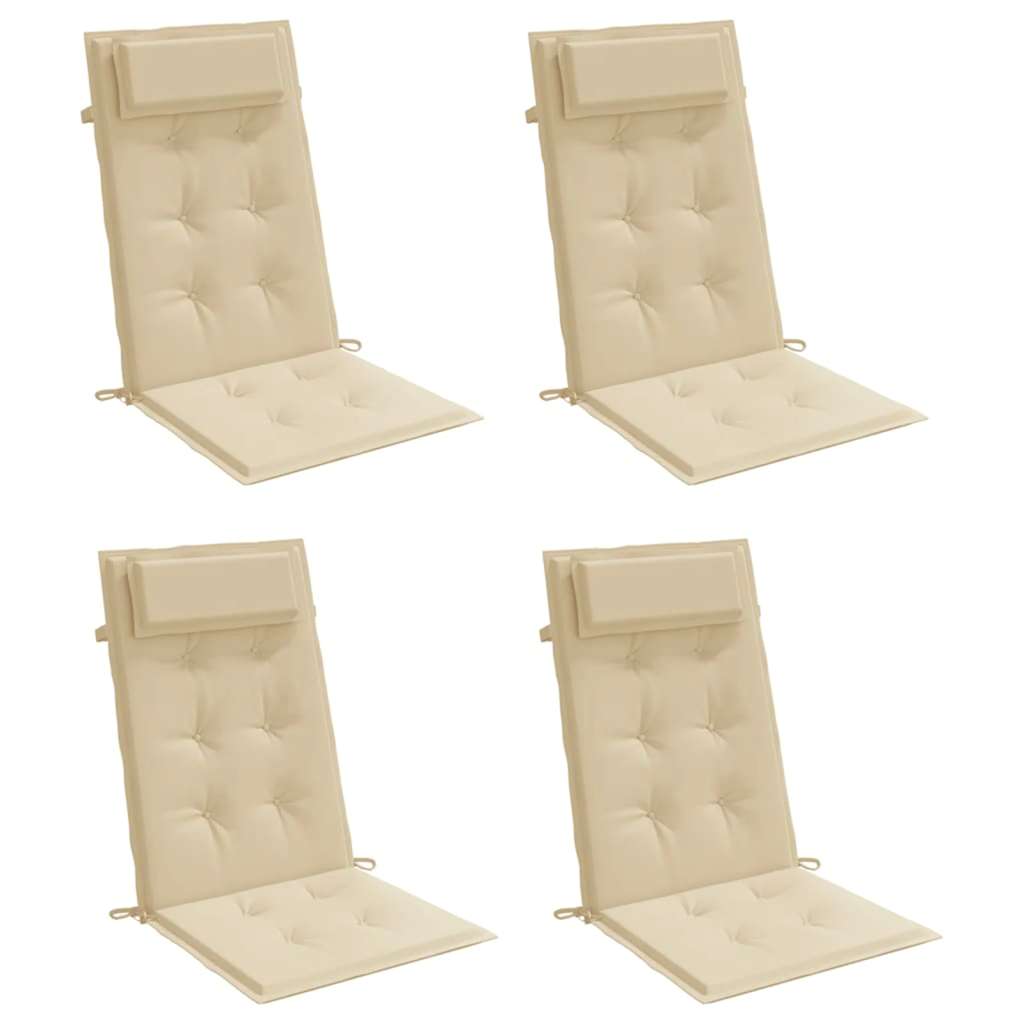 High-backed cushion pads 4 pcs. Beige Oxford fabric