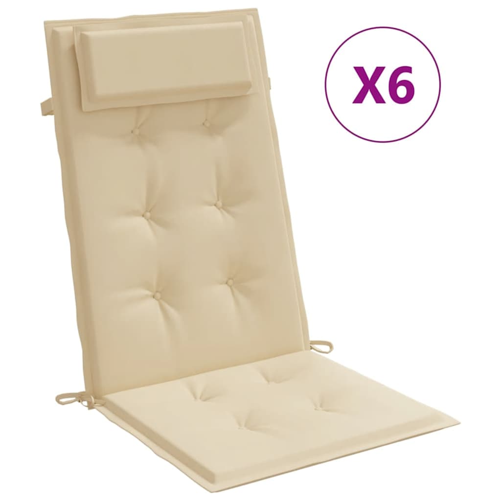 High-back cushion pads 6 pcs. Beige Oxford fabric