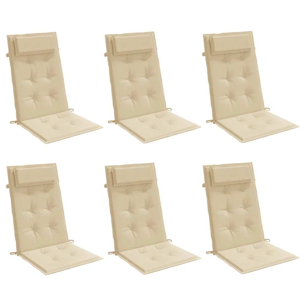 High-back cushion pads 6 pcs. Beige Oxford fabric