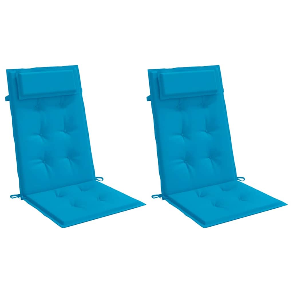 High-Back Cushion Pads 2 pcs Light Blue Oxford Fabric