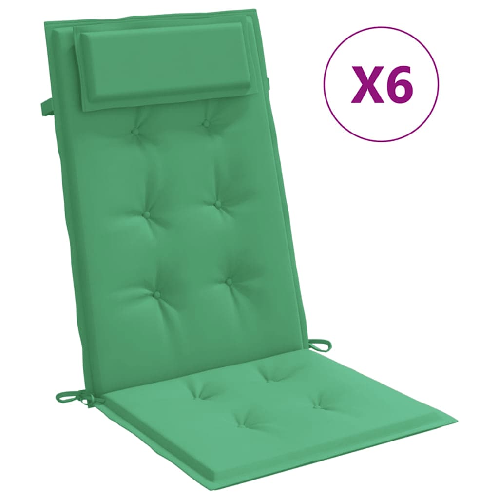 High-back cushion pads 6 pcs. Green Oxford fabric