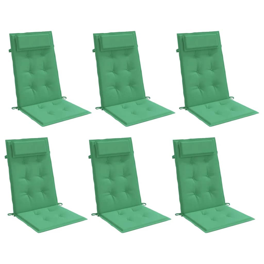 High-back cushion pads 6 pcs. Green Oxford fabric