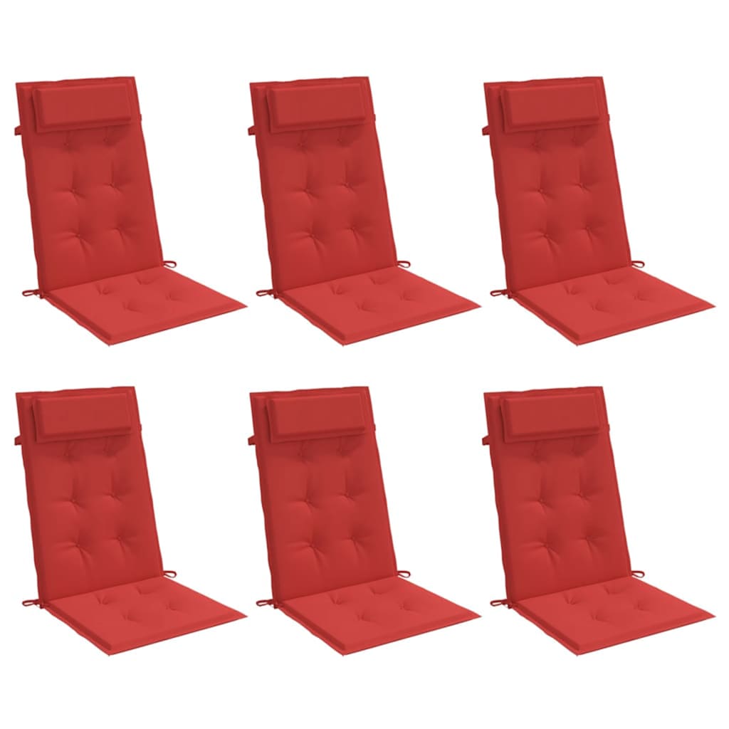 Coussins pour chaises longues 6 pcs Rouge Tissu Oxford
