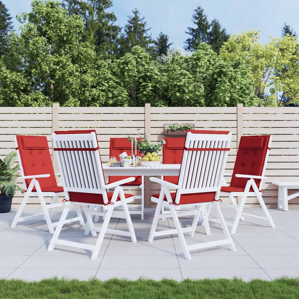 Coussins pour chaises longues 6 pcs Rouge Tissu Oxford