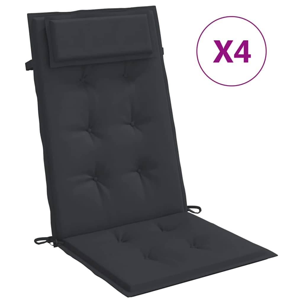 High-back Cushions 4 pcs. Black Oxford Fabric