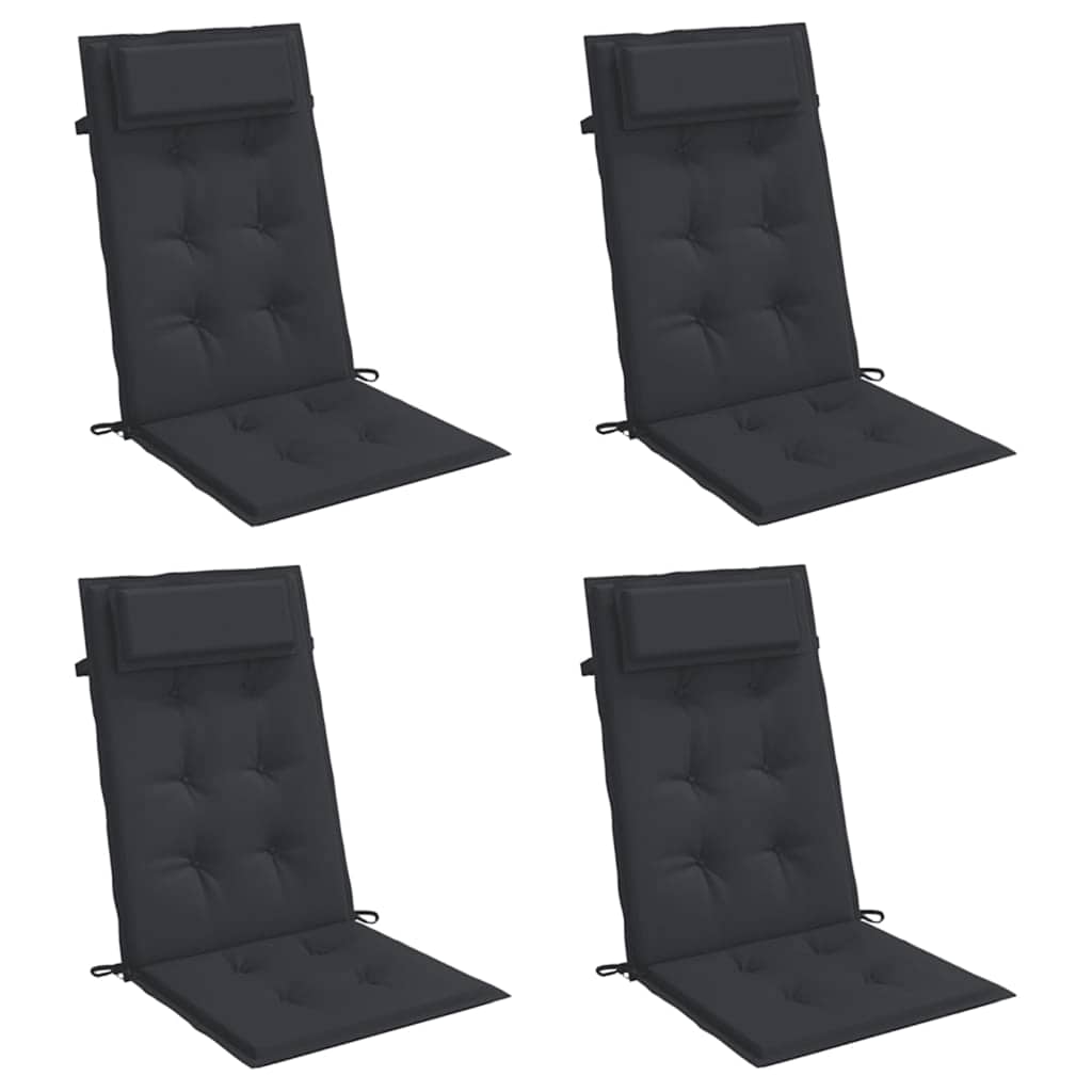High-back Cushions 4 pcs. Black Oxford Fabric