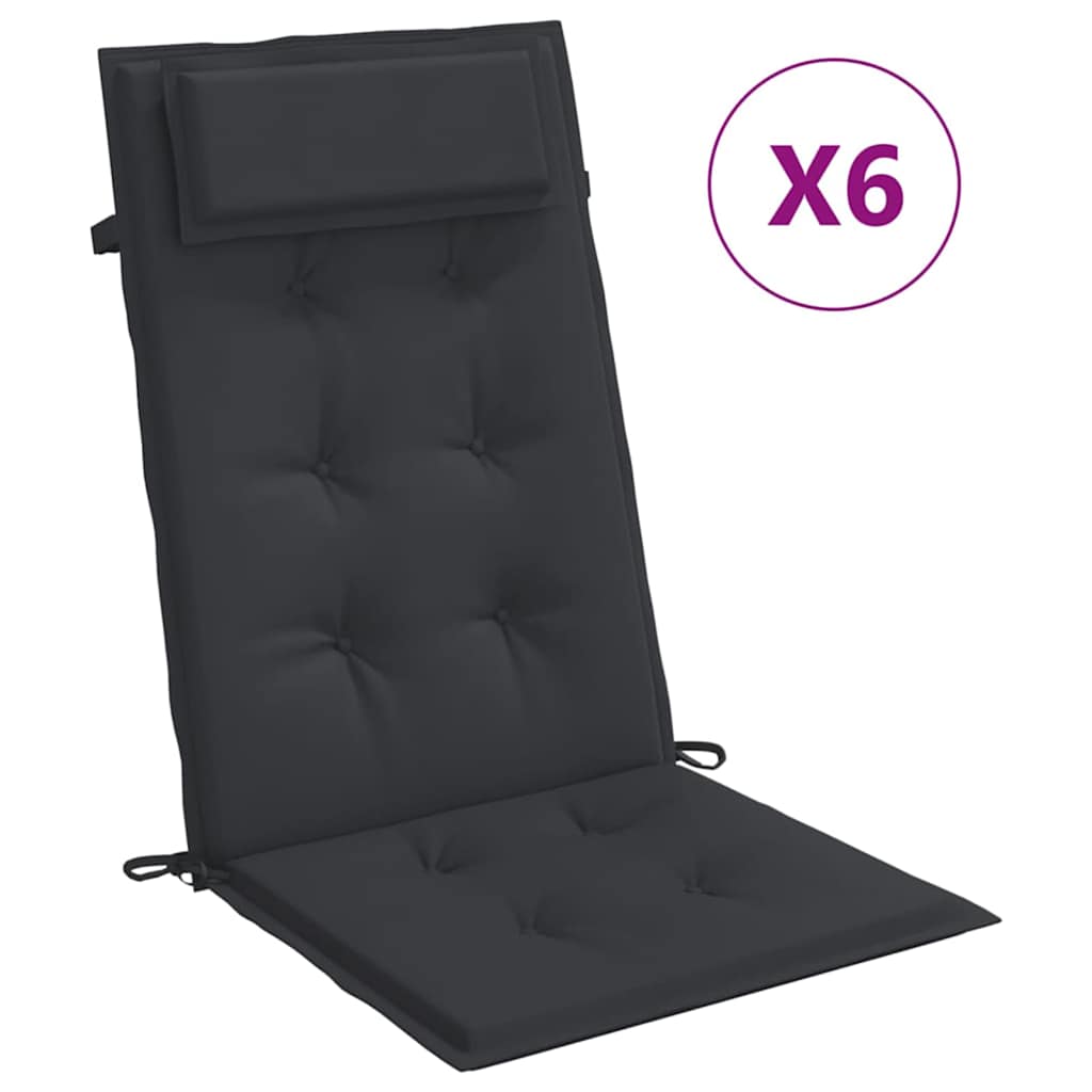 High-back Cushion Pads 6 pcs Black Oxford Fabric