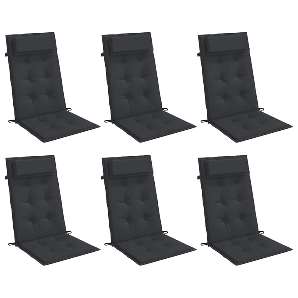 High-back Cushion Pads 6 pcs Black Oxford Fabric
