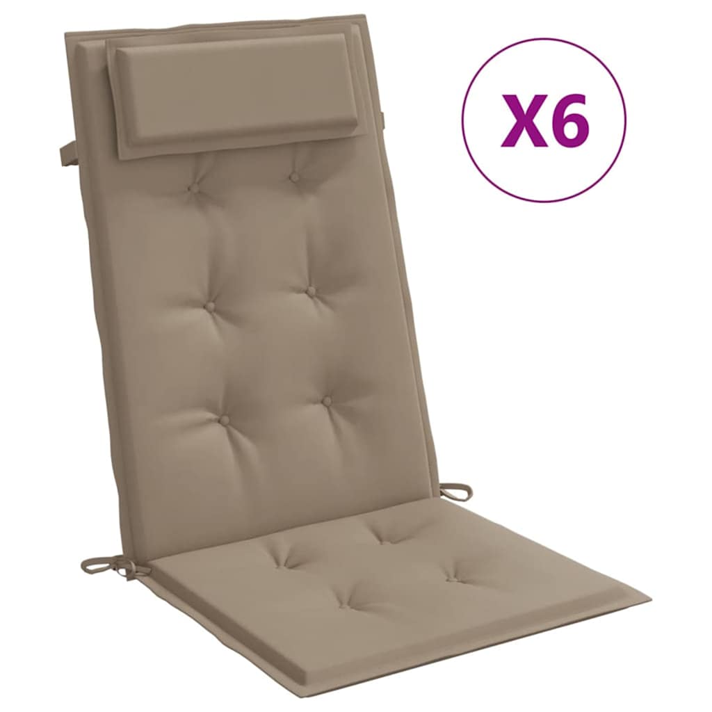 High-back cushion pads 6 pcs. Taupe Oxford fabric