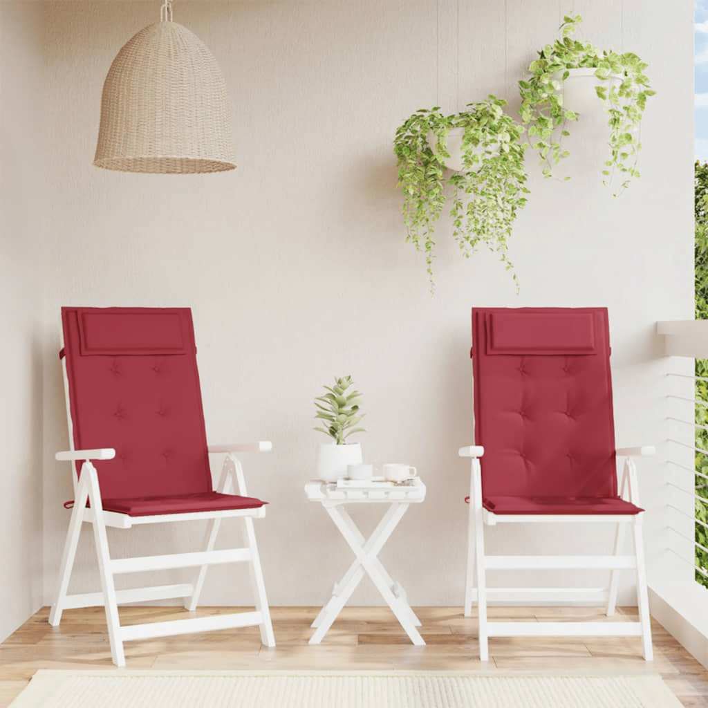 High-back Cushion Pads 2 pc. Wine Red Oxford Fabric
