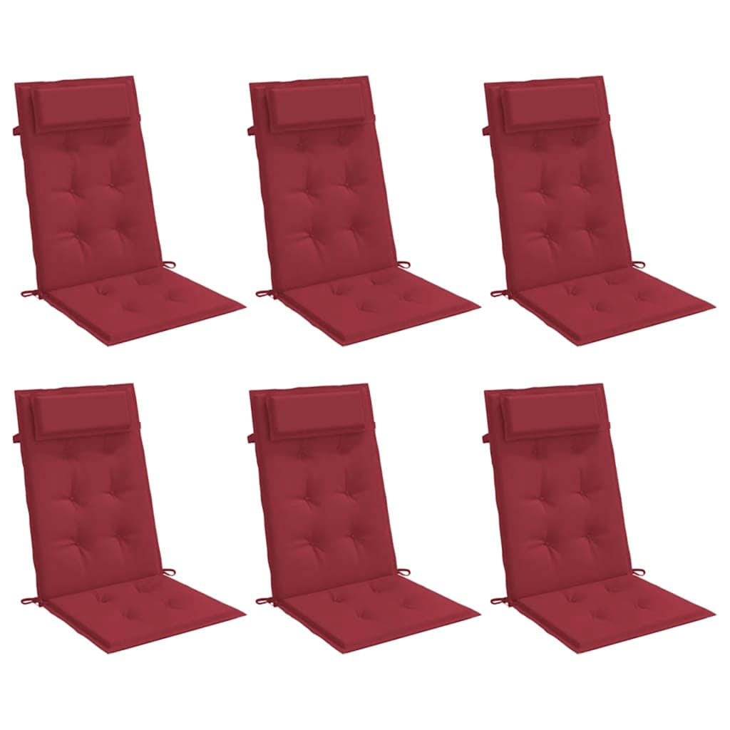 Coussins de dossier haut 6 pces Tissu Oxford rouge bordeaux