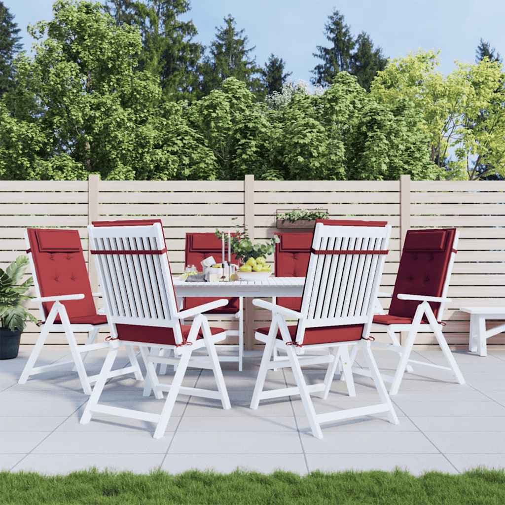 Coussins de dossier haut 6 pces Tissu Oxford rouge bordeaux