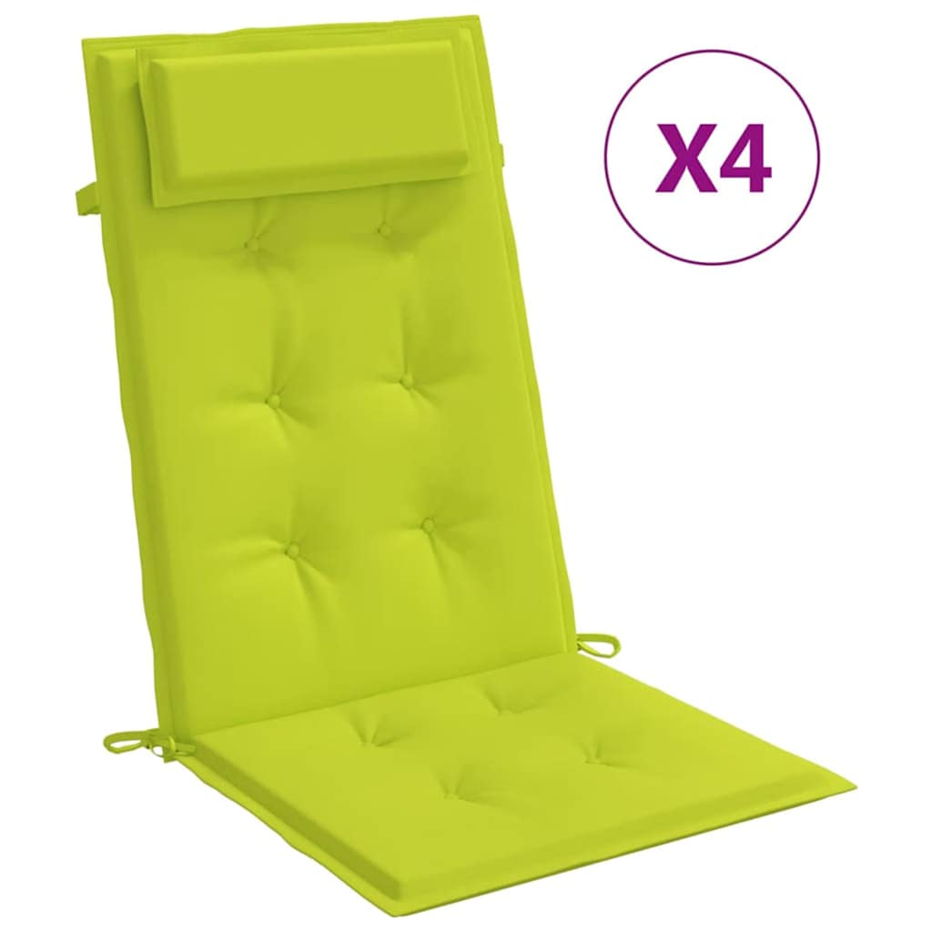 Coussins pour chaises longues 4 pcs Vert vif Tissu Oxford
