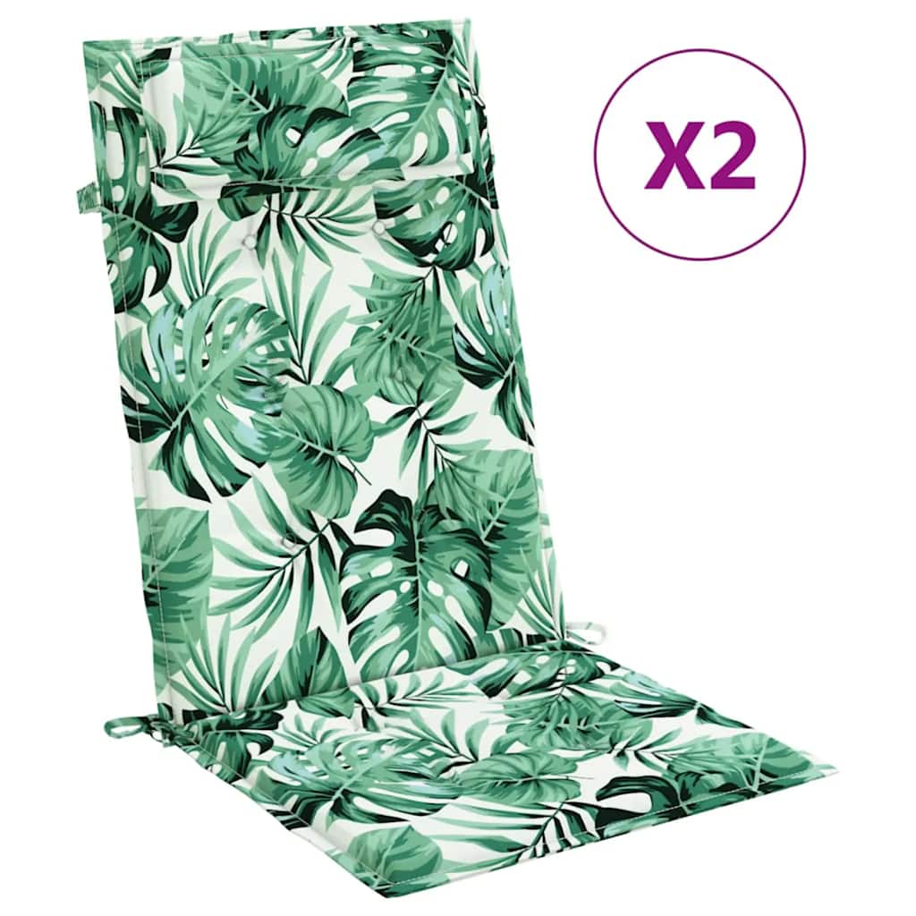 High-Back Cushion Pads 2 pcs. Leaf Pattern Oxford Fabric