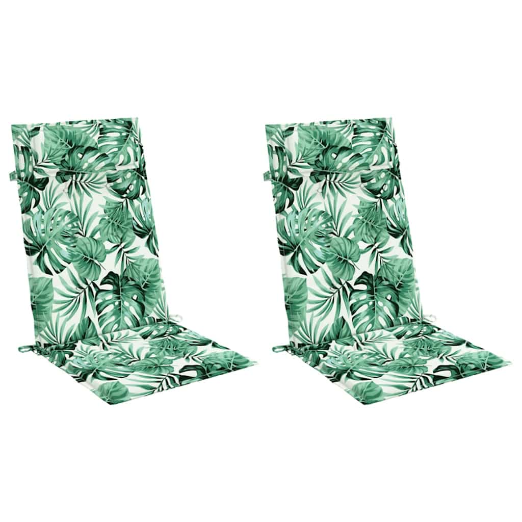 High-Back Cushion Pads 2 pcs. Leaf Pattern Oxford Fabric