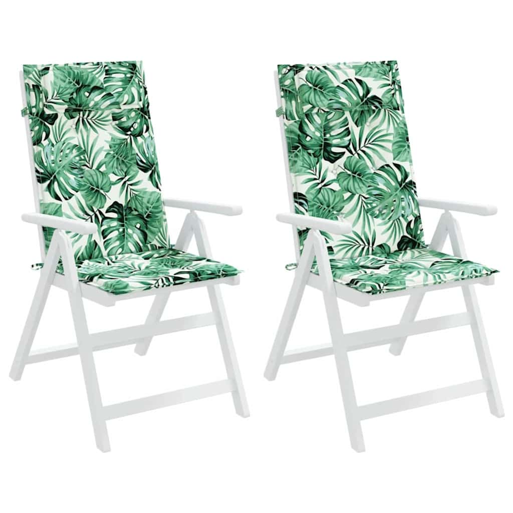 High-Back Cushion Pads 2 pcs. Leaf Pattern Oxford Fabric