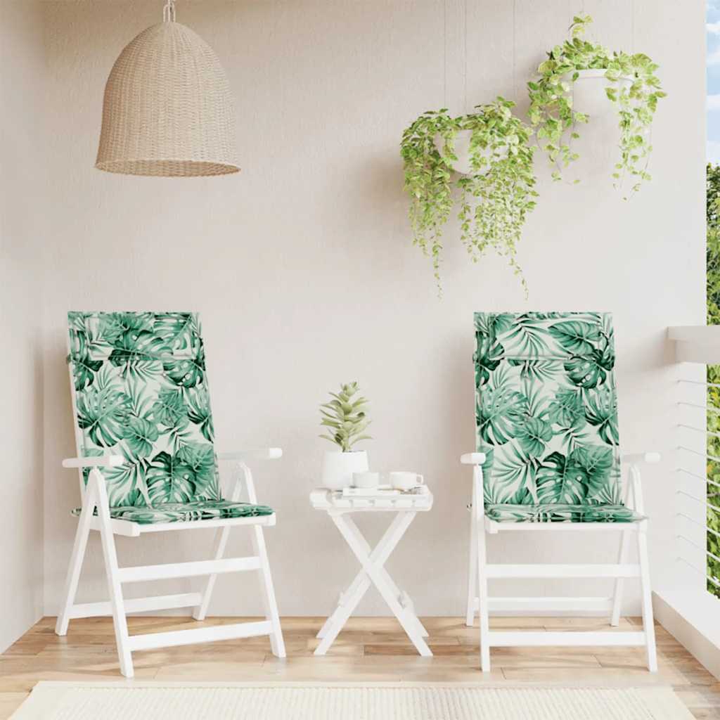 High-Back Cushion Pads 2 pcs. Leaf Pattern Oxford Fabric