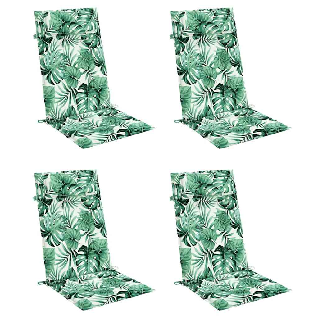 Coussins pour chaises longues 4 pcs motif feuilles Tissu Oxford