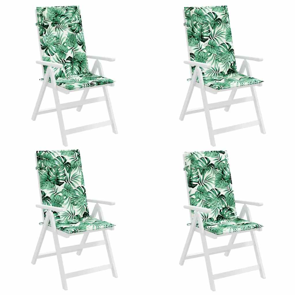 Coussins pour chaises longues 4 pcs motif feuilles Tissu Oxford