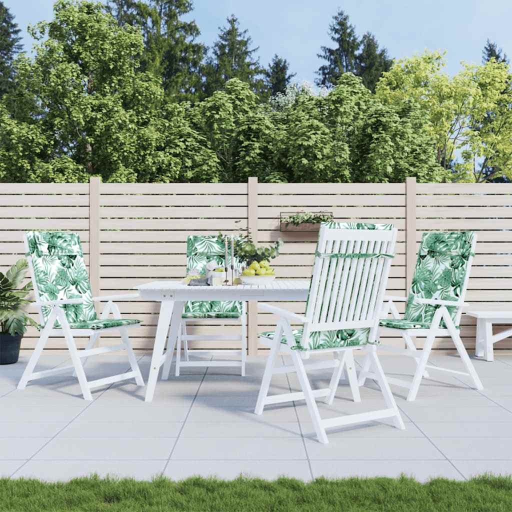 Coussins pour chaises longues 4 pcs motif feuilles Tissu Oxford