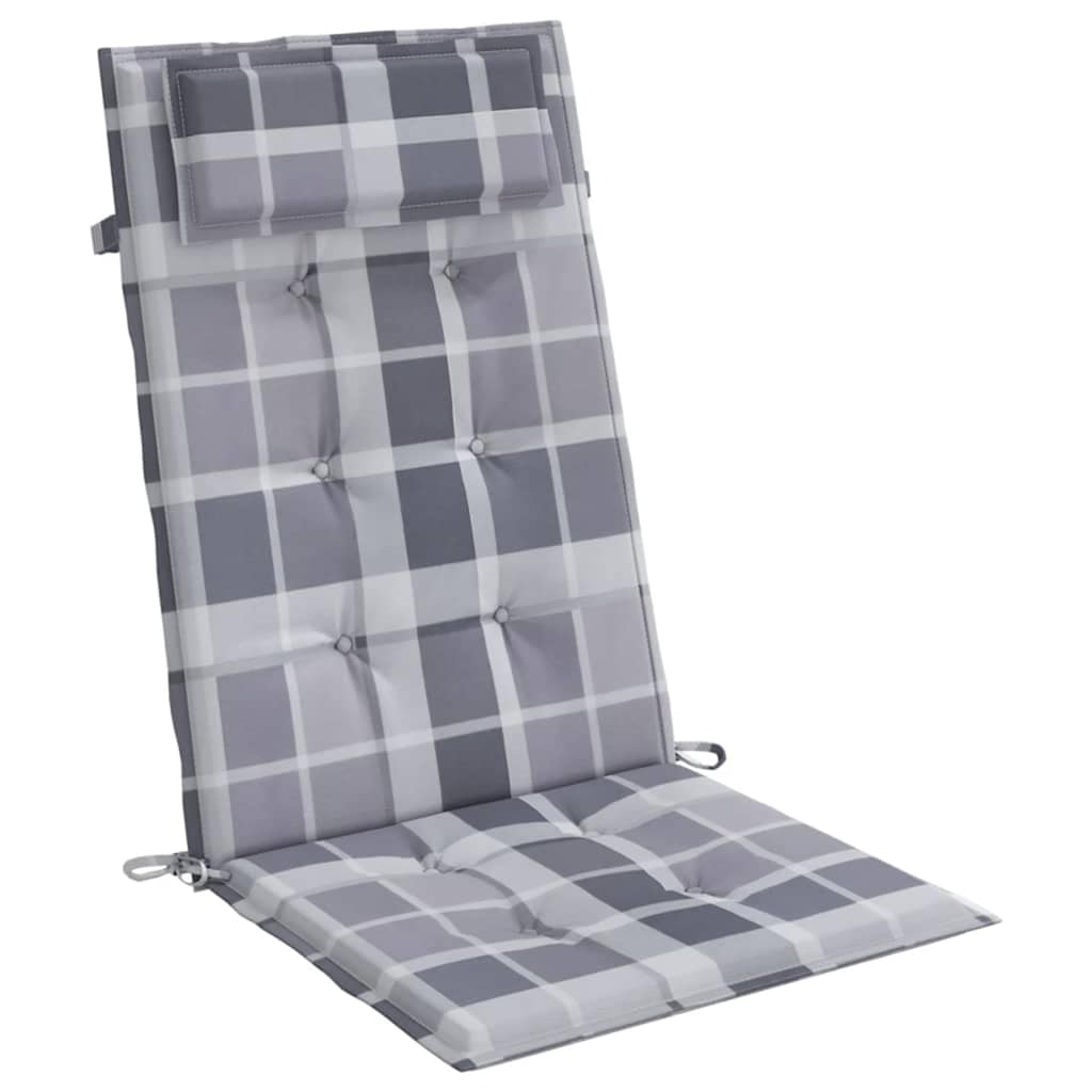 Coussins pour chaises longues 4 pcs. Gris motif à carreaux tissu Oxford