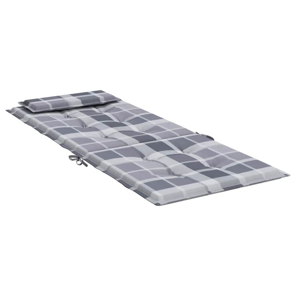 Coussins pour chaises longues 4 pcs. Gris motif à carreaux tissu Oxford