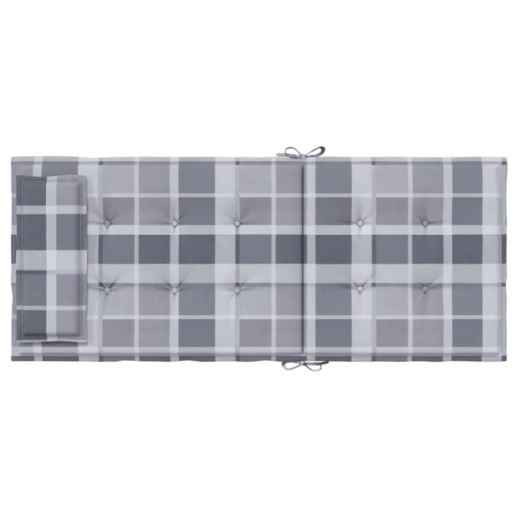 Coussins pour chaises longues 4 pcs. Gris motif à carreaux tissu Oxford