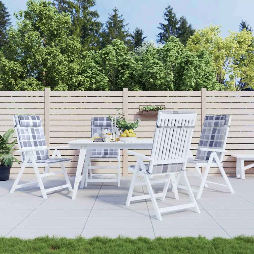 Coussins pour chaises longues 4 pcs. Gris motif à carreaux tissu Oxford