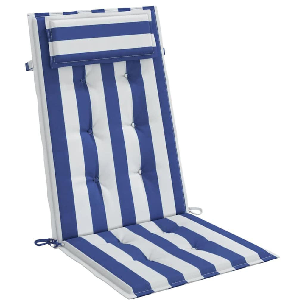 High-back cushion pads 6 pcs. Blue & White Striped Oxford fabric