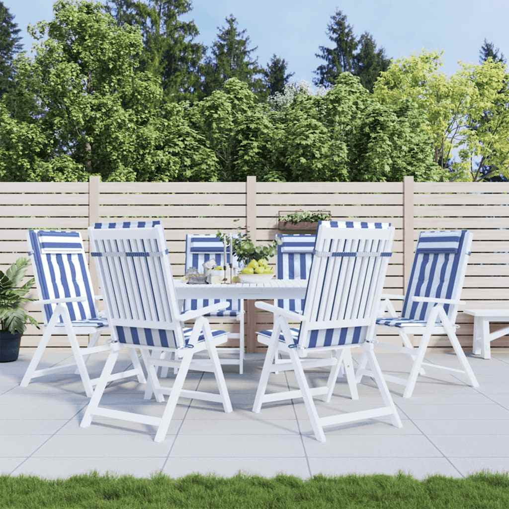 High-back cushion pads 6 pcs. Blue & White Striped Oxford fabric